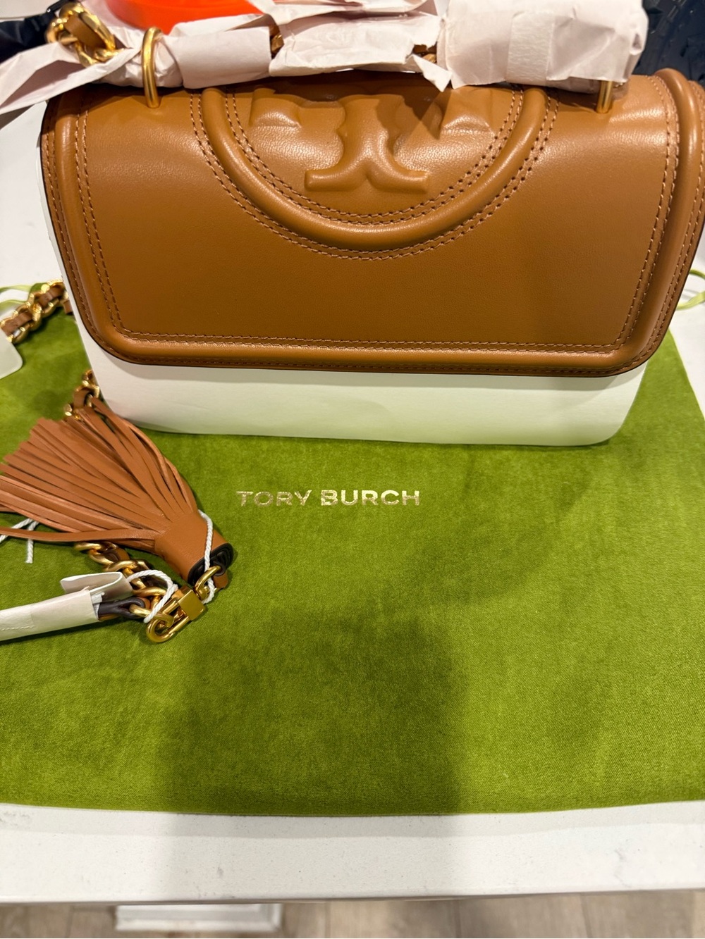 Tory Burch Brown Fleming Leather Shoulder Bag
